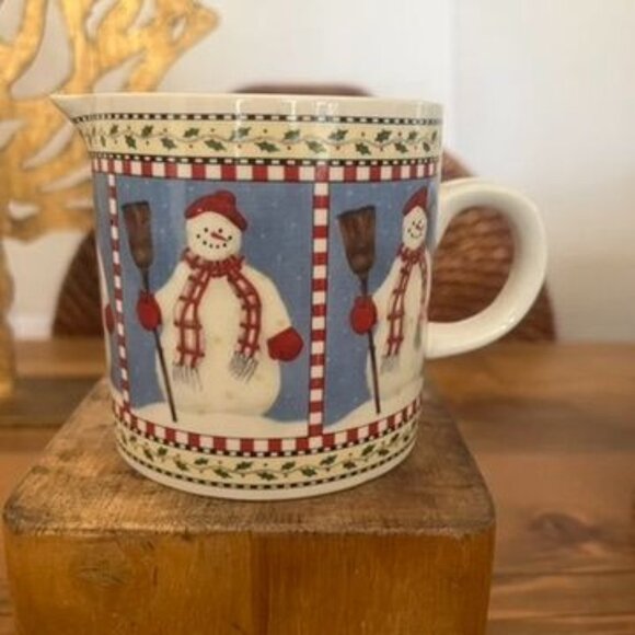 Sakura Snowmen Creamer & Sugar Bowl Set Debbie Mumm Winter Vintage Christmas - Picture 5 of 8